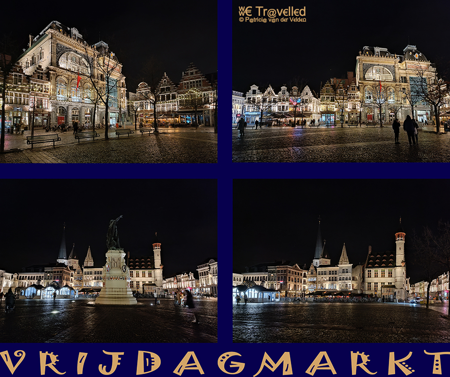 Gent Vrijdagmarkt in het donker