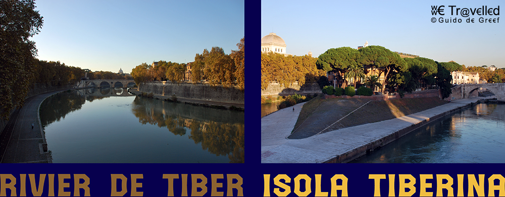 Rivier de Tiber en Isola Tiberina in Rome