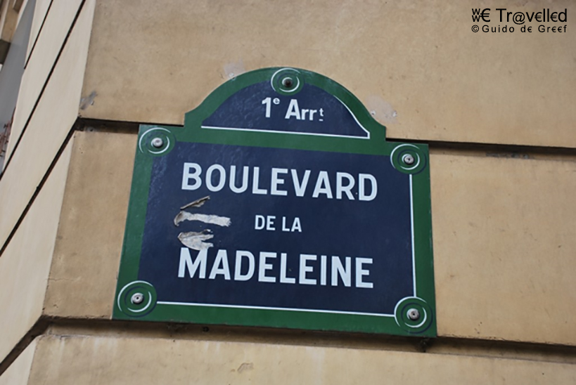 Naambordje Boulevard de la Madeleine in Parijs