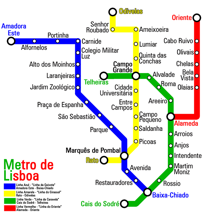 Lissabon Metrolijnen