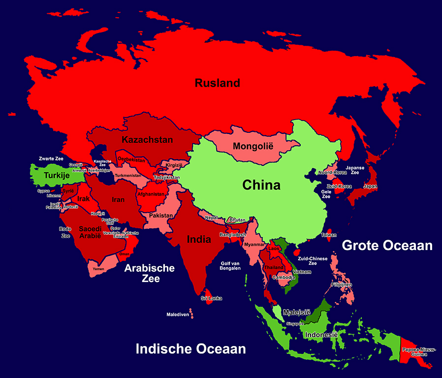 Bezochte landen Azië