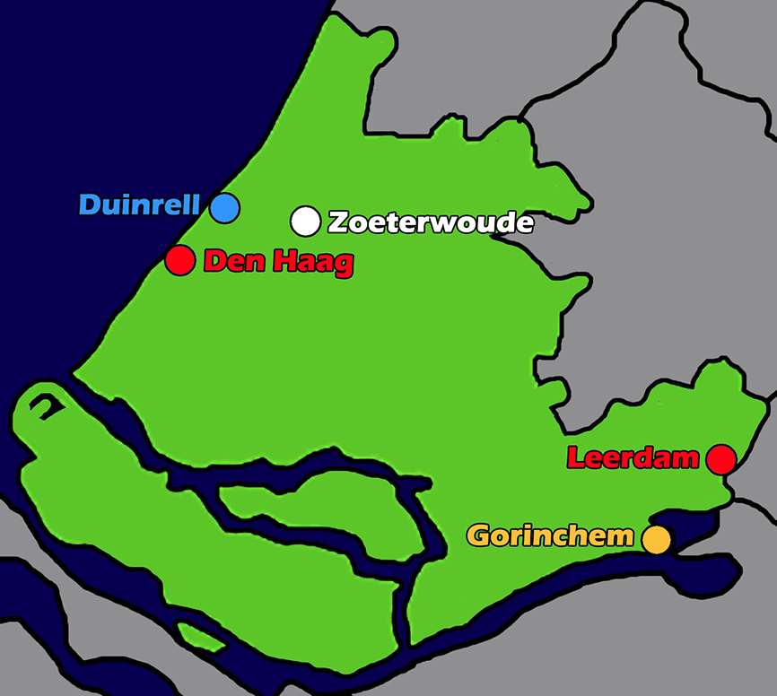 Kaart provincie Zuid-Holland