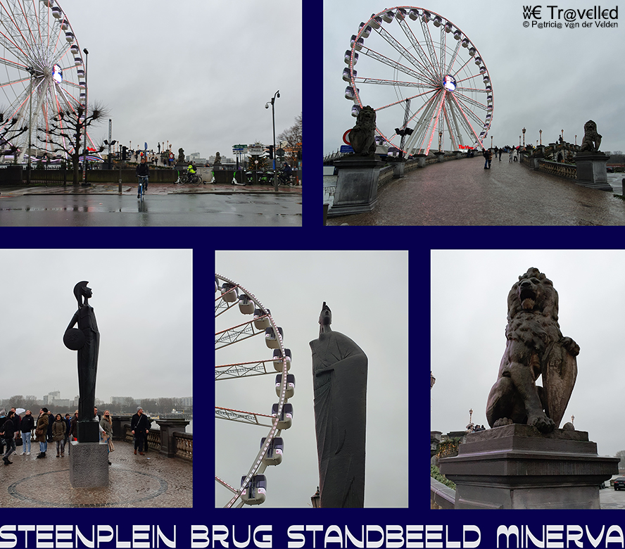 Antwerpen - Steenplein Brug en Standbeeld van Godin Minerva